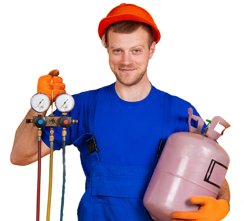 Techniker bei der Wartung einer Klimaanlage